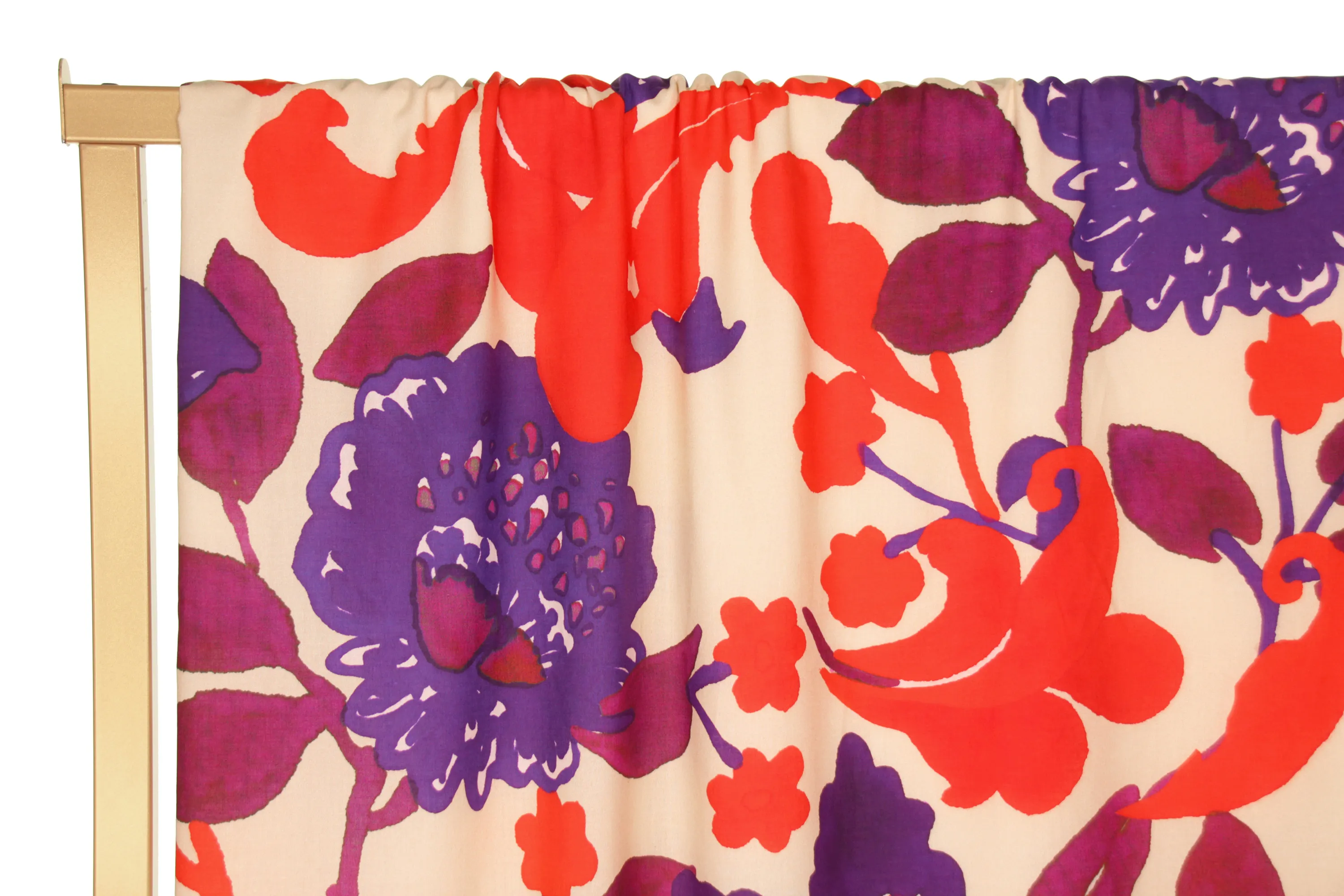 Katoen beige met paarse en oranje bloemen - Atelier Jupe